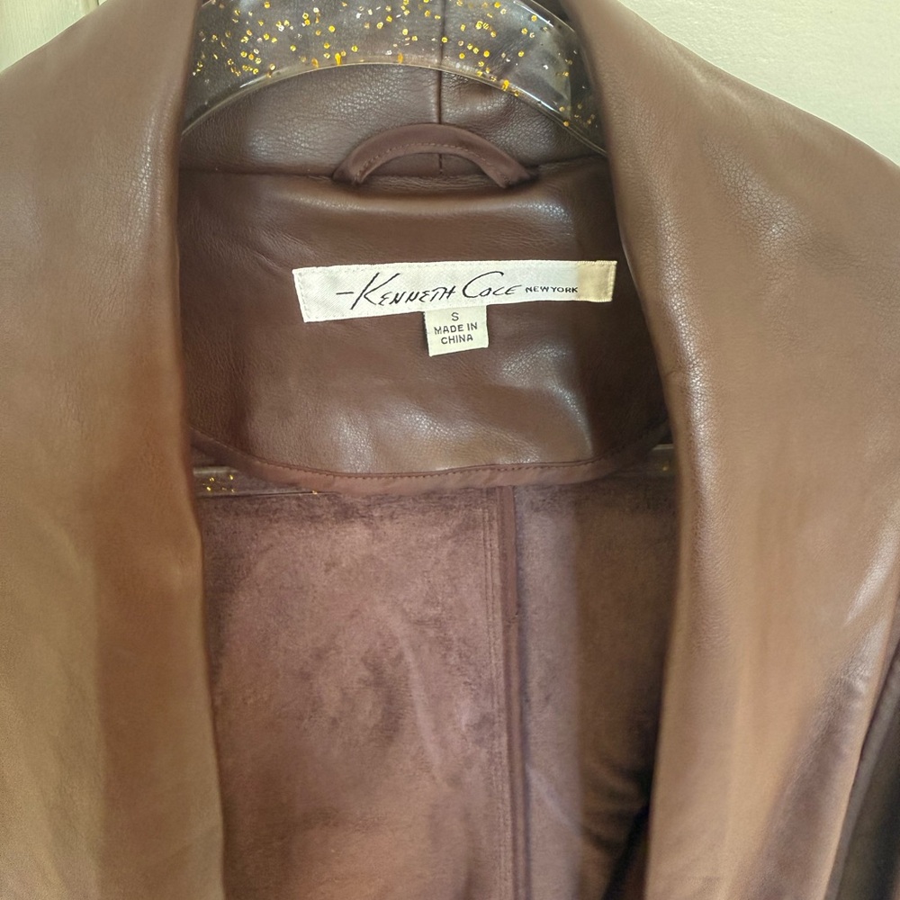 Kenneth Cole New York Chocolate Brown Leather Jacket